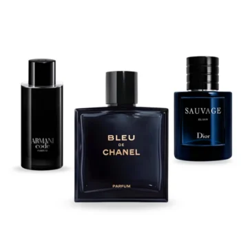 Combo of 3 Fragrances – Armani Code Parfum by Giorgio Armani, Bleu de Chanel by Chanel, and Sauvage Elixir by Dior [100 ml each]