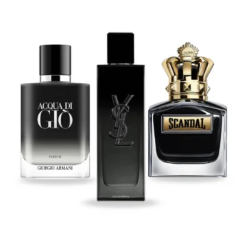 Combo of 3 Fragrances – MYSLF by Yves Saint Laurent, Scandal Le Parfum by Jean Paul Gaultier, and Acqua di Giò Parfum by Giorgio Armani [100 ml each]
