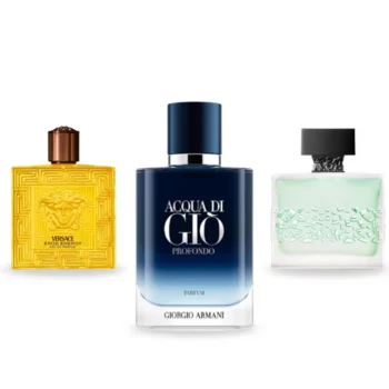 Combo of 3 Fragrances – Acqua di Giò Profondo by Giorgio Armani, GnTonic by M. Micallef, and Eros Energy by Versace [100 ml each]