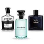 Combo of 3 Fragrances – Aventus by Creed, Imagination by Louis Vuitton, and Bleu de Chanel by Chanel [100 ml each]