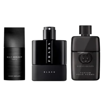 Combo of 3 Fragrances – Nuit d’Issey by Issey Miyake, Luna Rossa Black by Prada, and Gucci Guilty Parfum Pour Homme by Gucci [100 ml each]