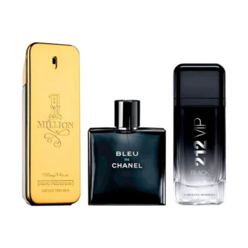 Combo of 3 Fragrances - 1 Million, Bleu de Chanel en 212 VIP Black [100 ml elk]