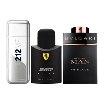Combo of 3 Fragrances - 212 VIP, Ferrari Black en Bvlgari In Black [100 ml elk]